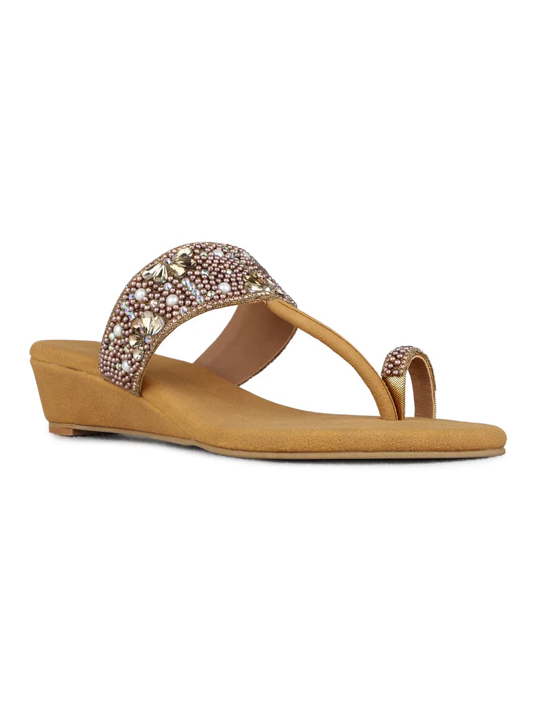 Women's Tan Casual Round Toe Printed Wedges Sandals