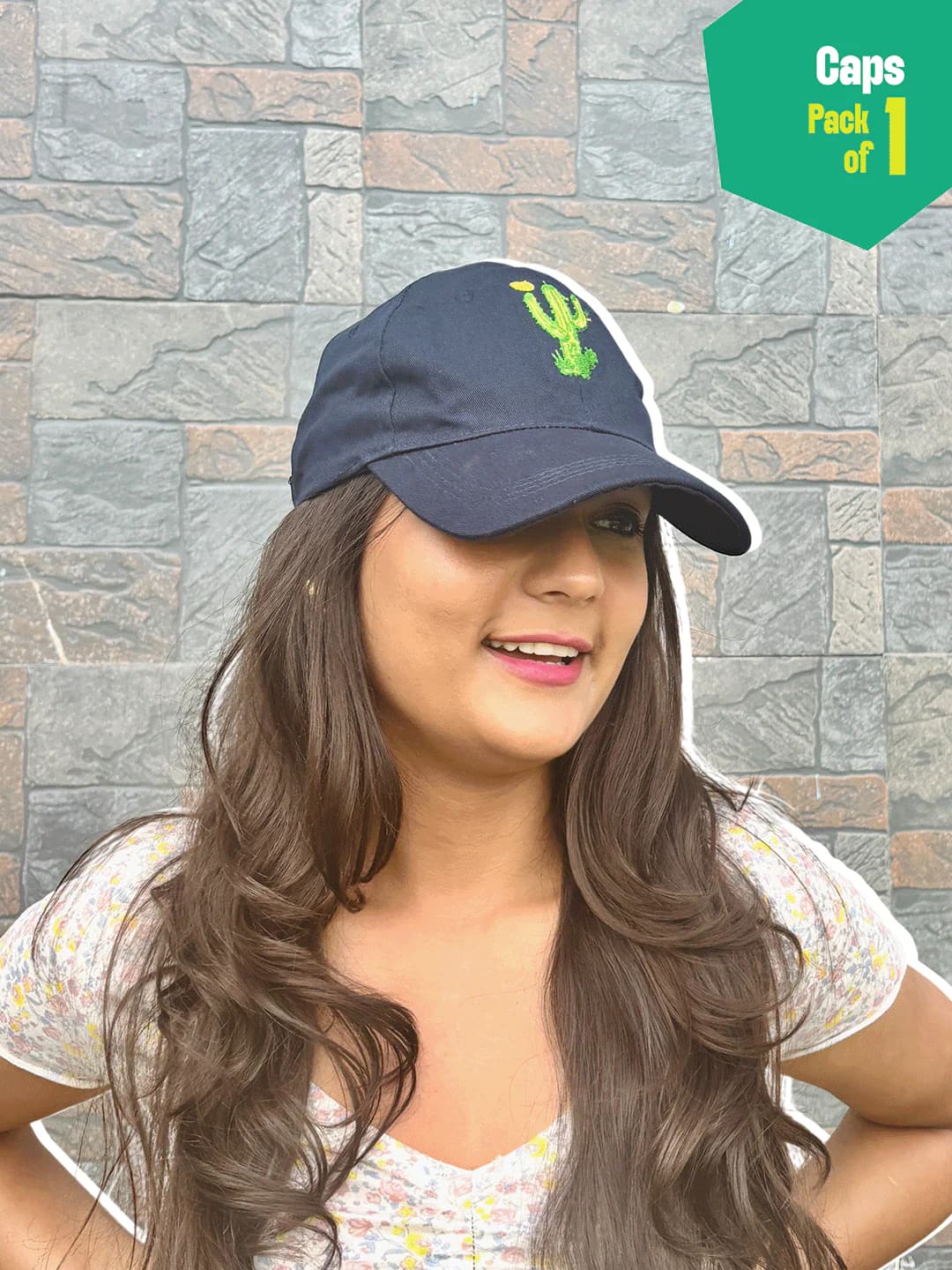 Unisex Blue Cactus Cap - 100% Cotton - Adjustable Strap
