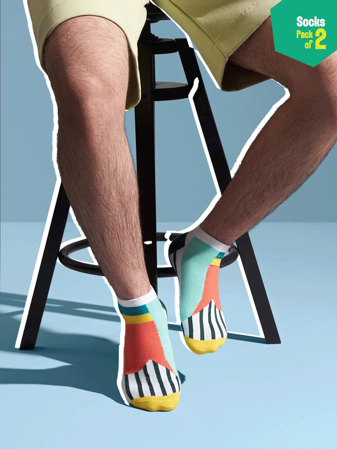 Unisex Yellow Dear Ankle Length Socks - 100% Organic Cotton - Pack of 2