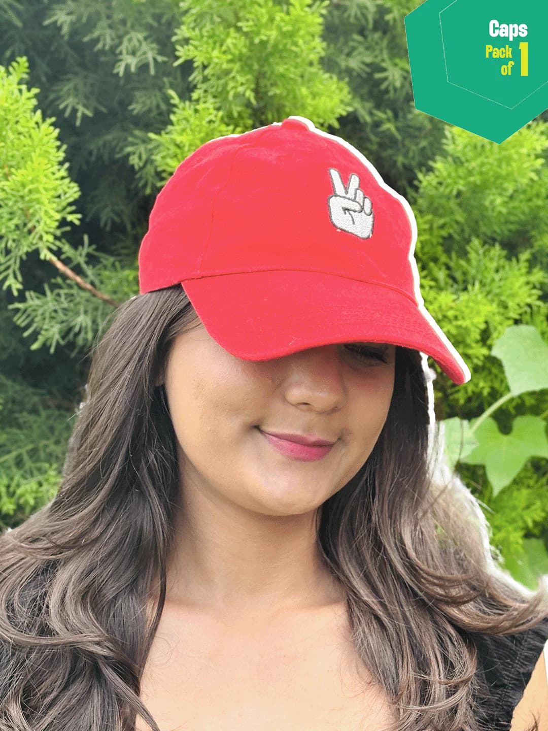 Unisex Red Color Peace Bro Cap - 100% Cotton - Adjustable Strap