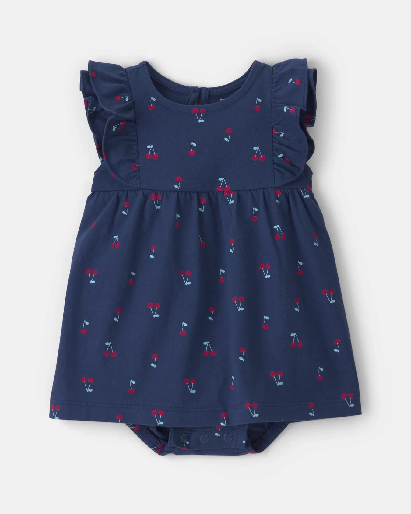 Baby Girl Navy Cherry Sleeveless Bodysuit Dress