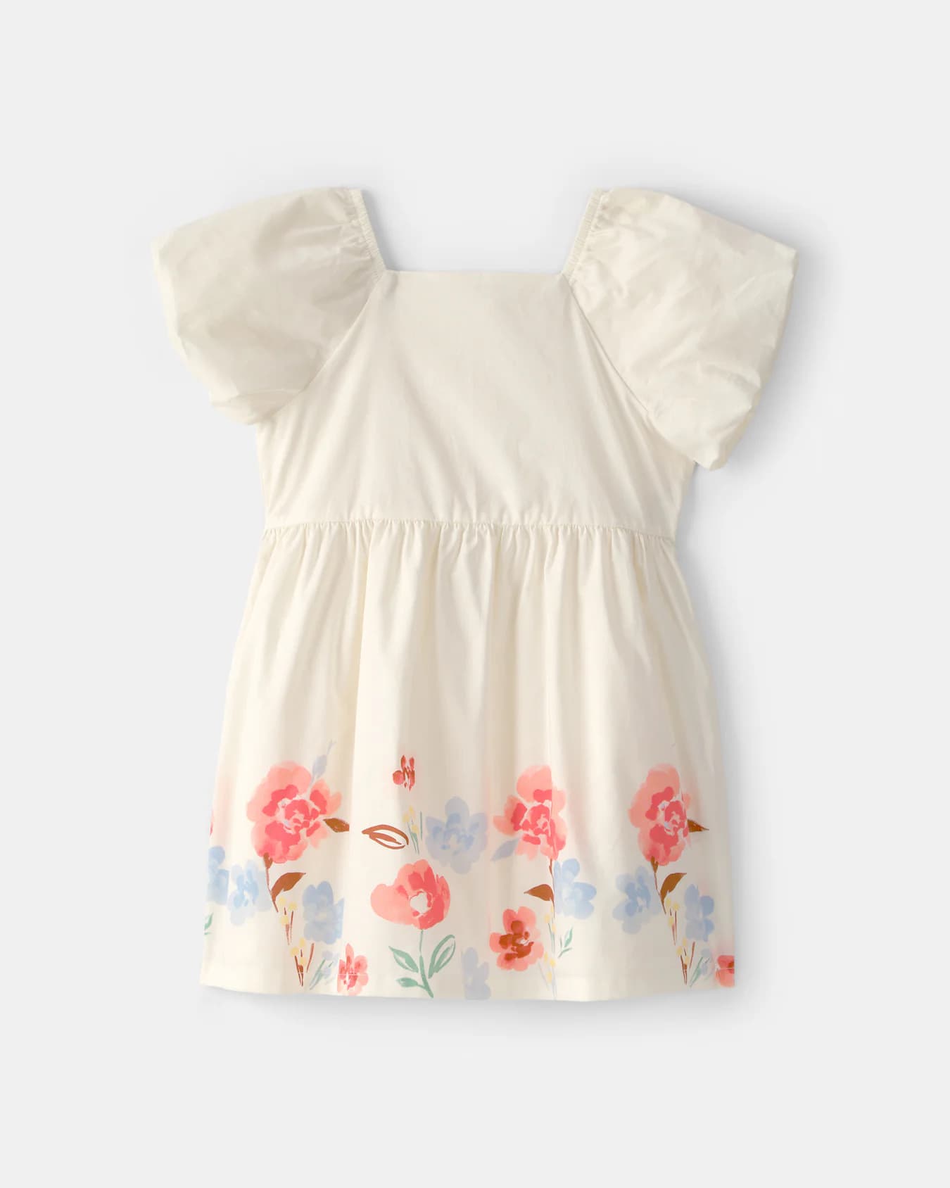 Toddler Girl Cream Floral Puff Sleeve Dress