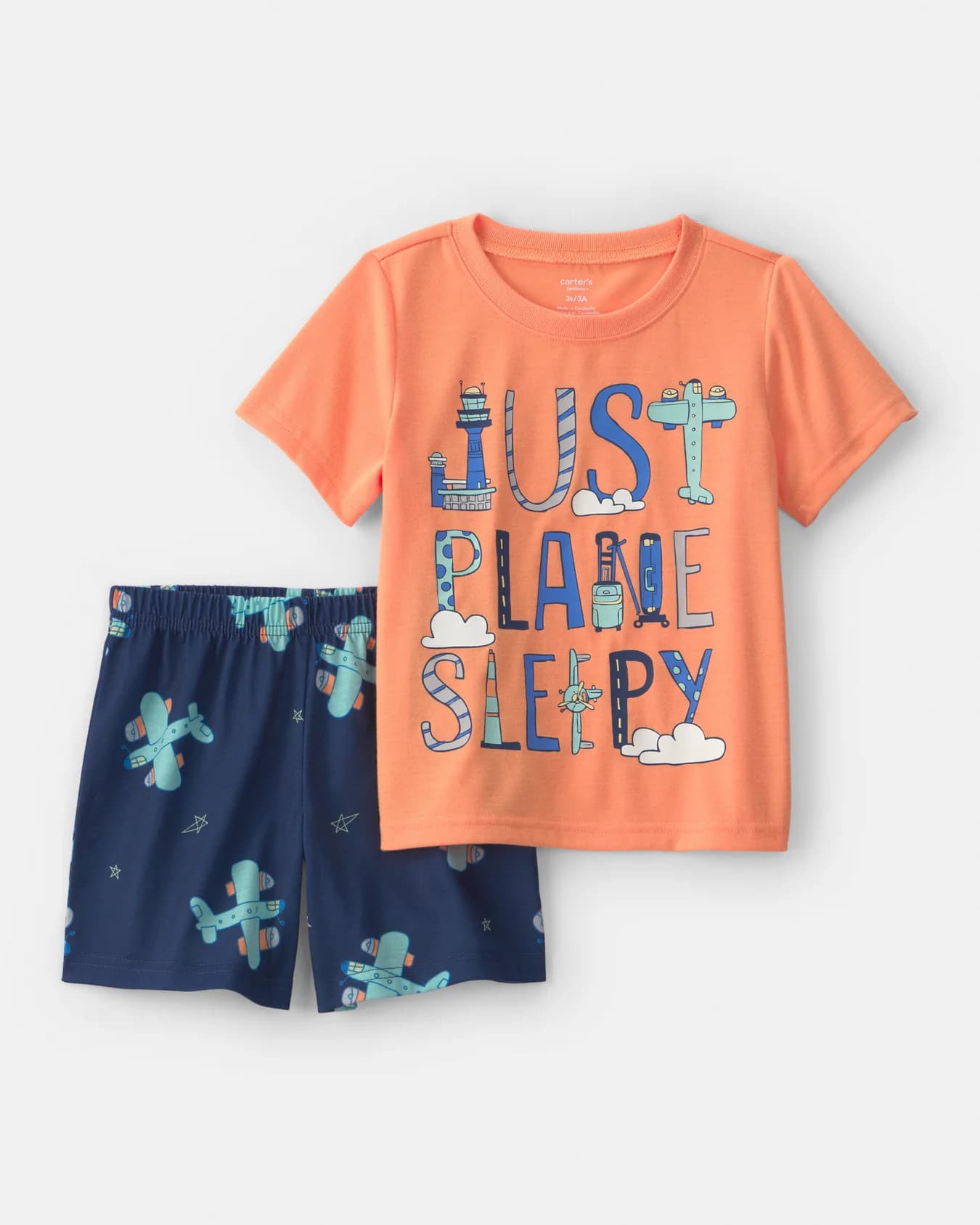 Toddler Boy Assorted Airplane Half-Sleeve Loose Fit 2-Piece Pajama Set