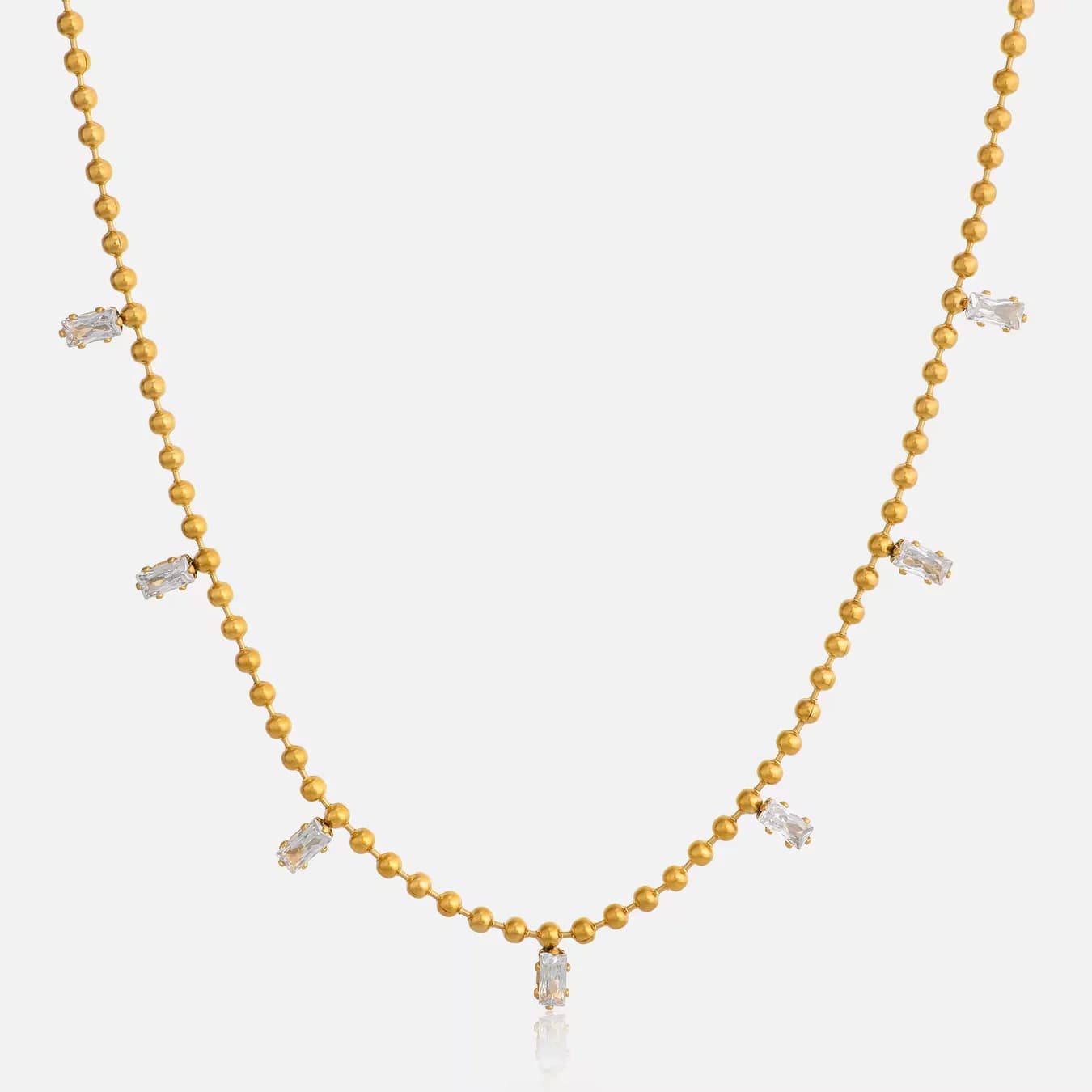 Women's Rayn Gold Beaded Necklace with Delicate Crystal Charms