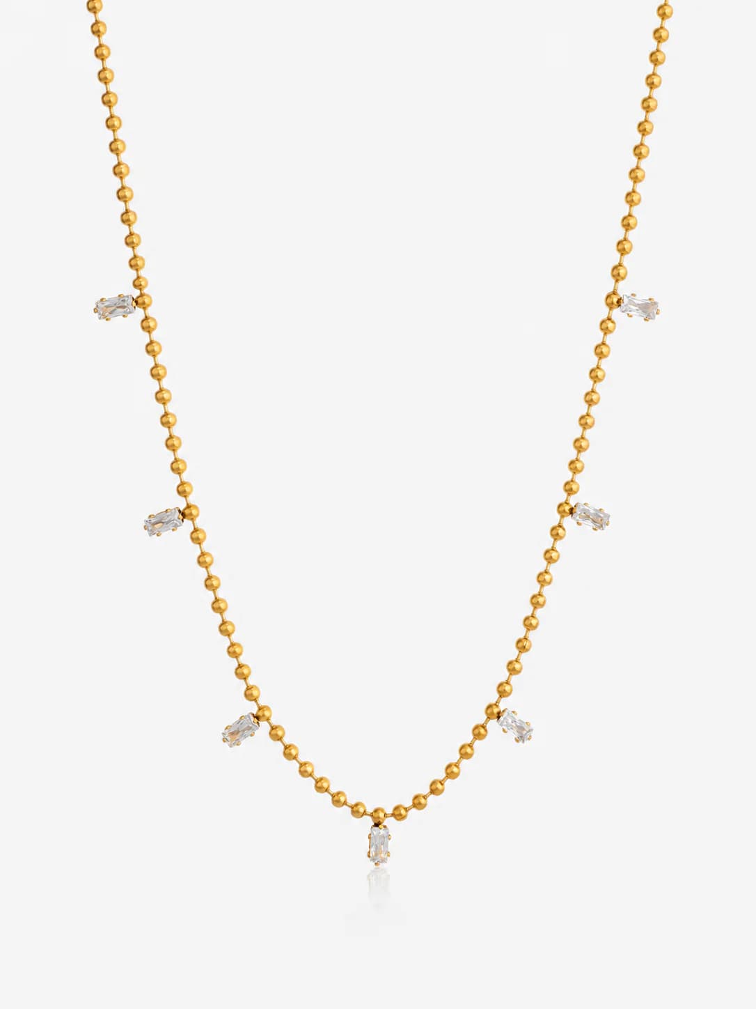 Women's Rayn Gold Beaded Necklace with Delicate Crystal Charms
