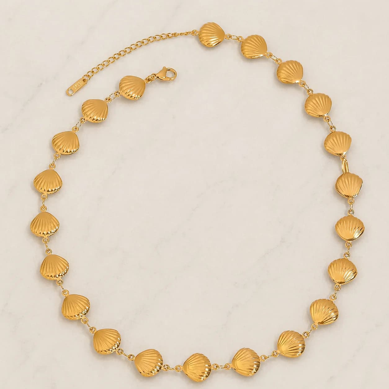 Women's Shella Gold Shell Disc Necklace with Textured Details