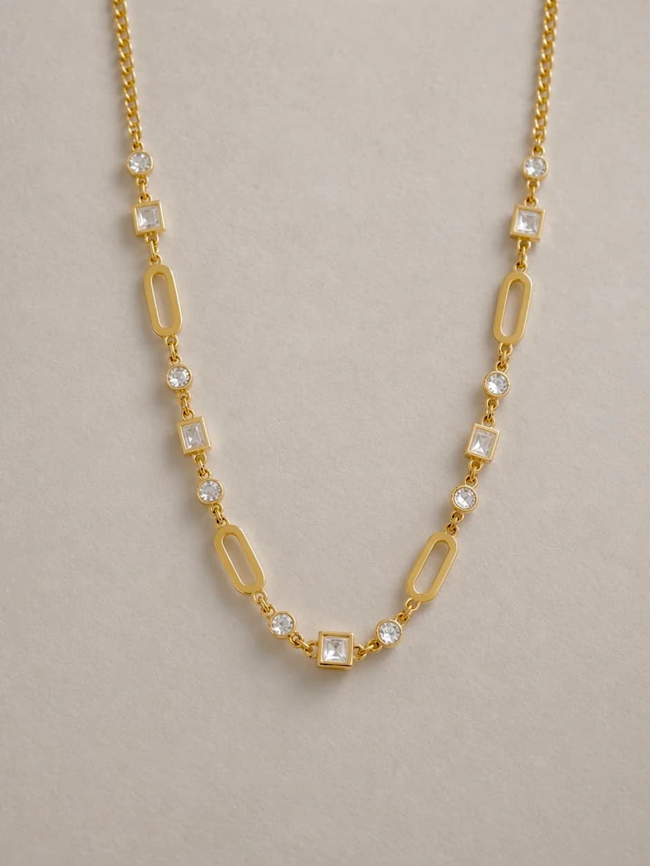 Women's Elise Gold Necklace with Mixed Crystal Details