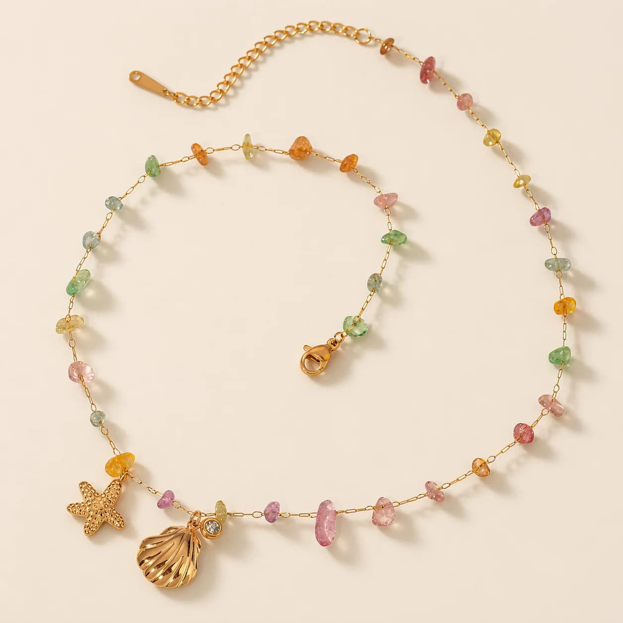 Women's Skye Pastel Beaded Necklace with Starfish And Shell Charms