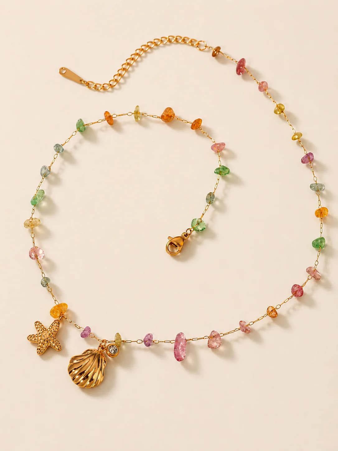 Women's Skye Pastel Beaded Necklace with Starfish And Shell Charms