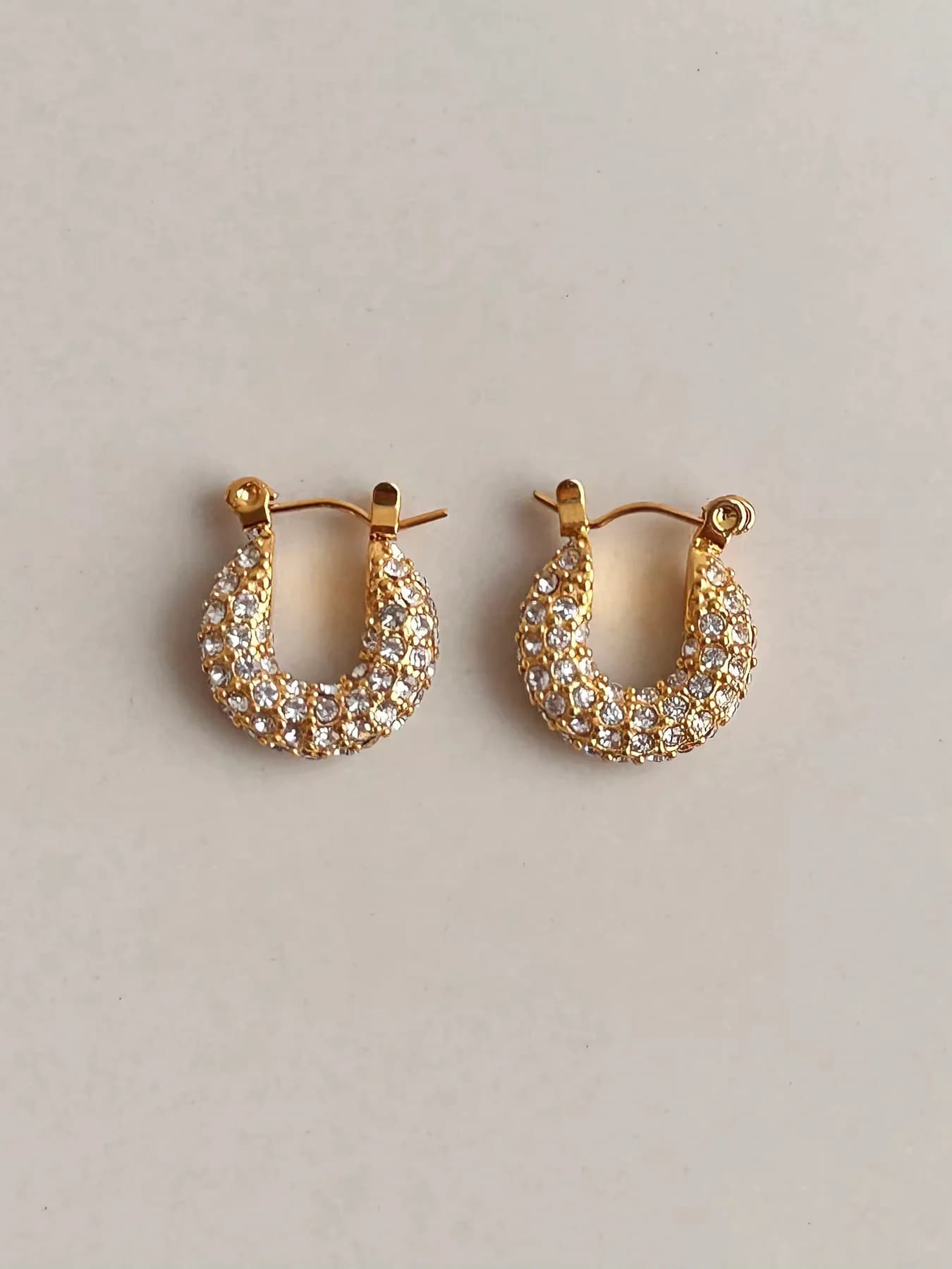 Women's Nova Zircon Studded Hoop Earrings in Gold Tone
