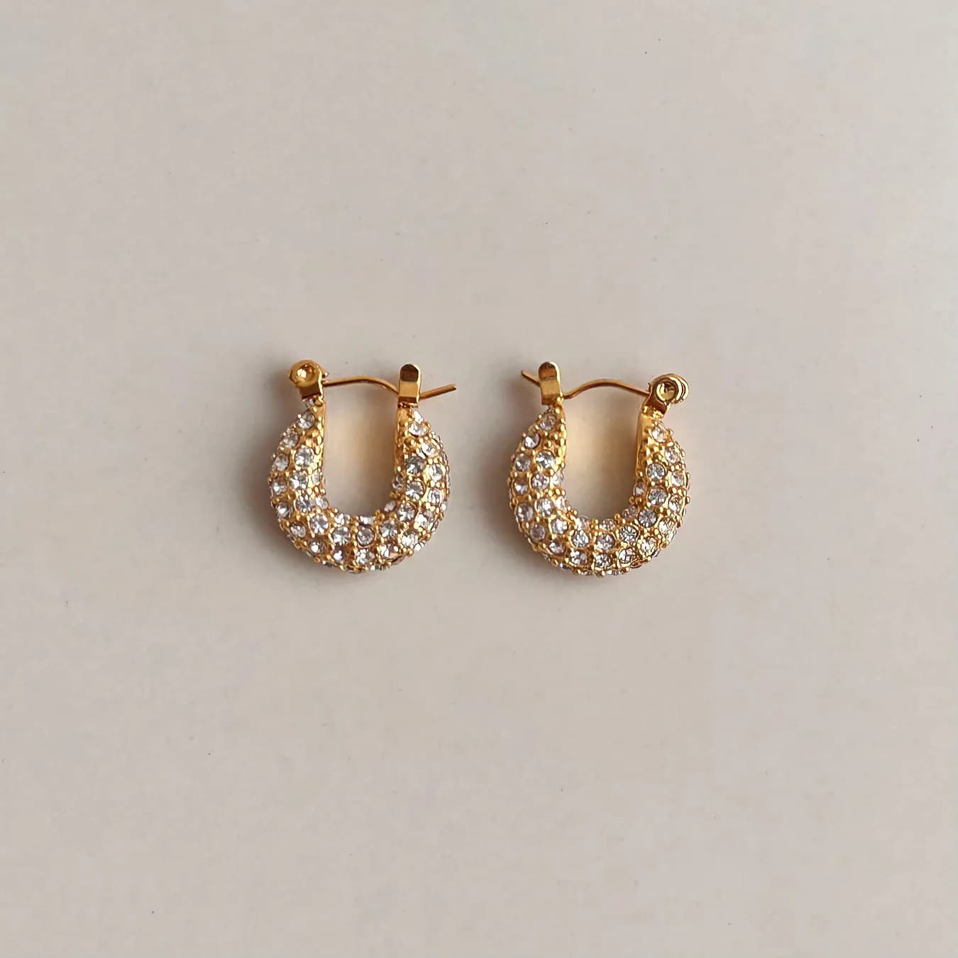Women's Nova Zircon Studded Hoop Earrings in Gold Tone
