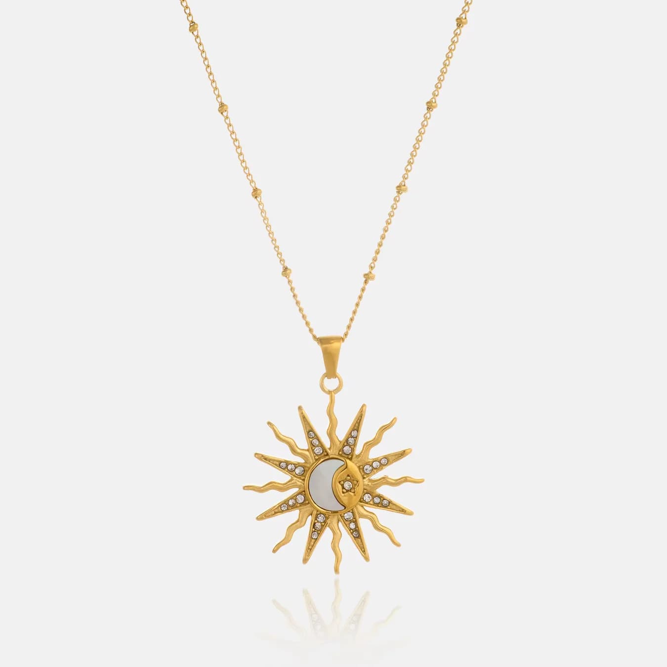 Women's Arka Gold Celestial Sun and Moon Pendant Necklace