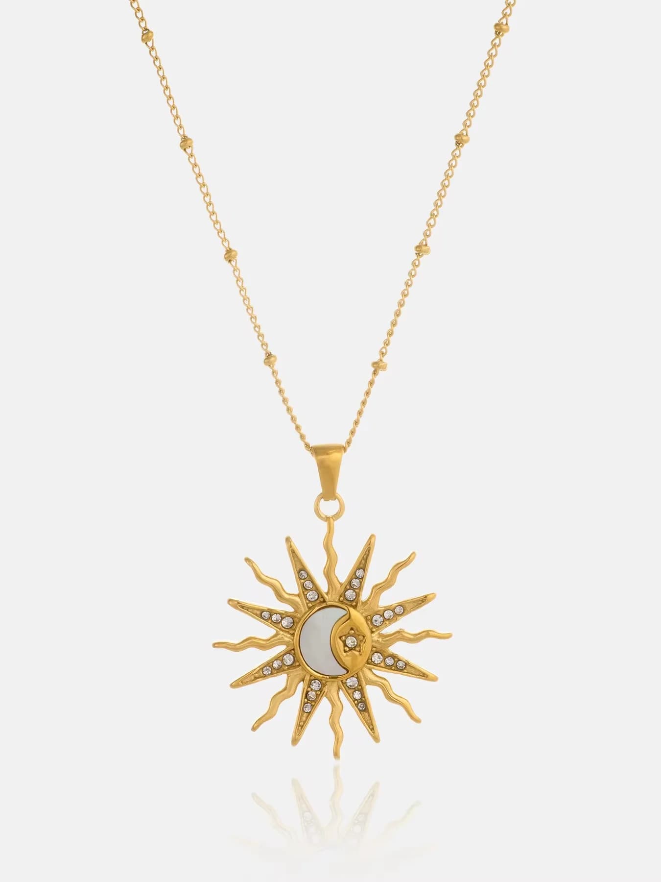 Women's Arka Gold Celestial Sun and Moon Pendant Necklace