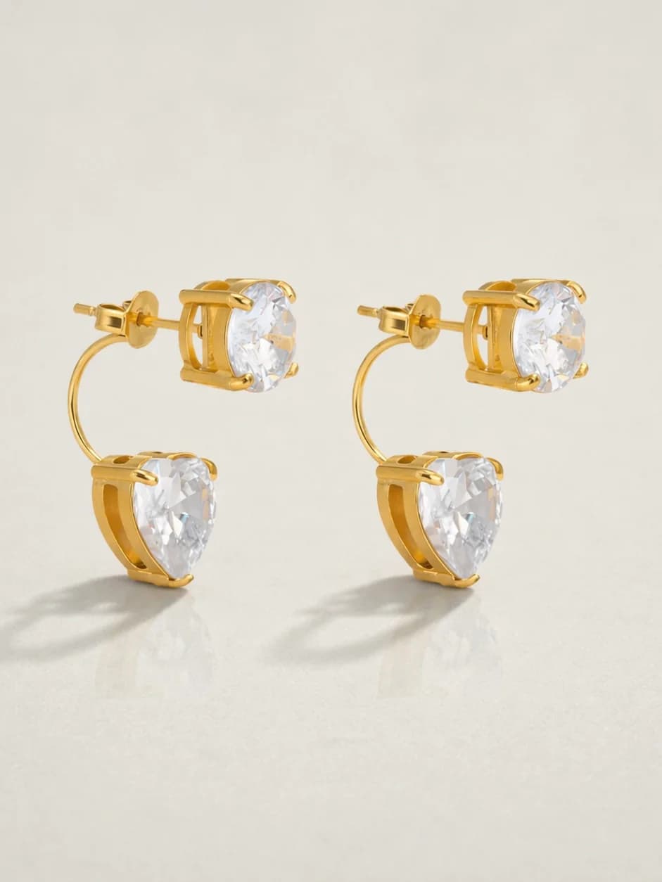 Women's Cora Double Crystal Illusion Hoops In Gold Tone