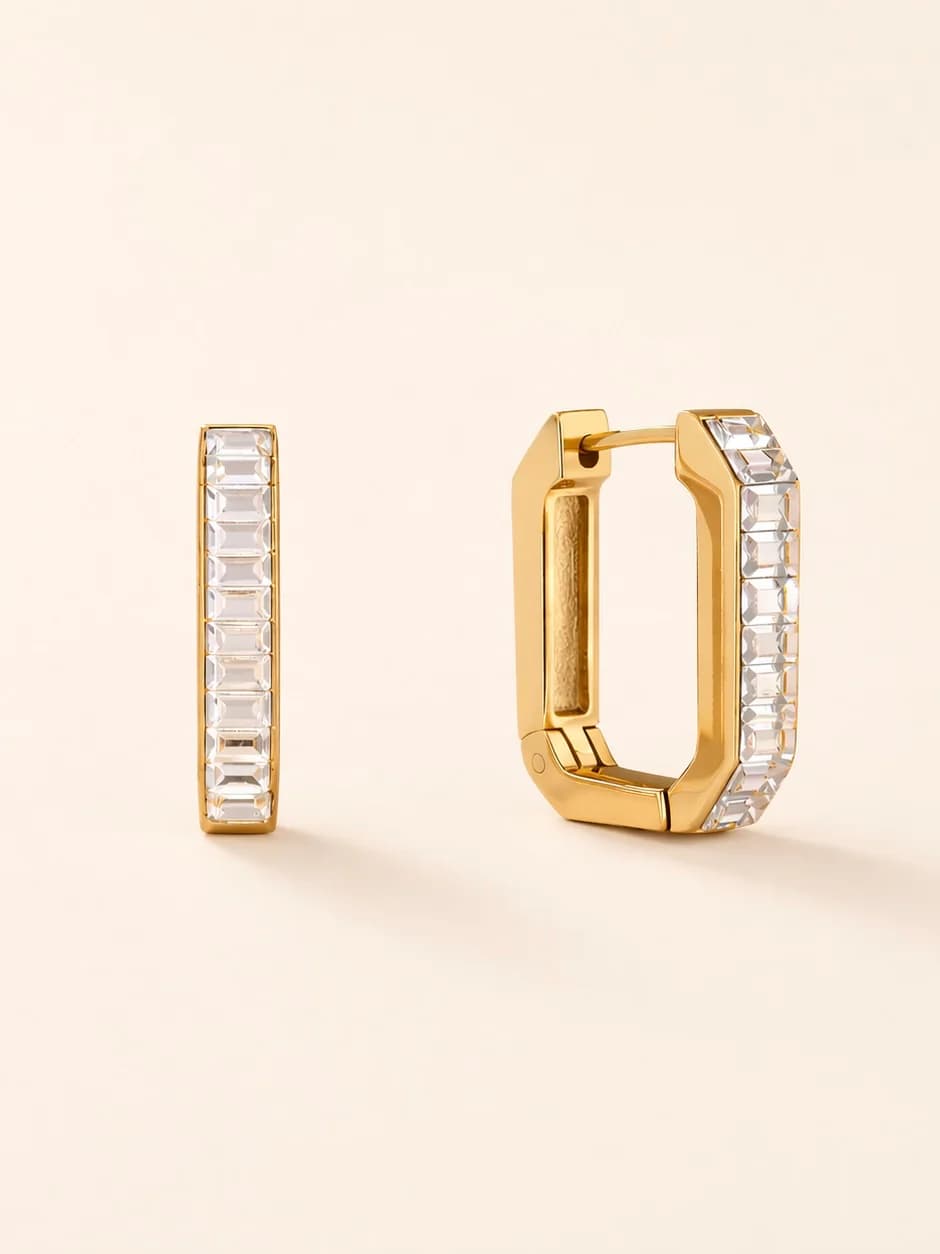 Women's Linea Geometric Crystal Hoops In Gold Tone