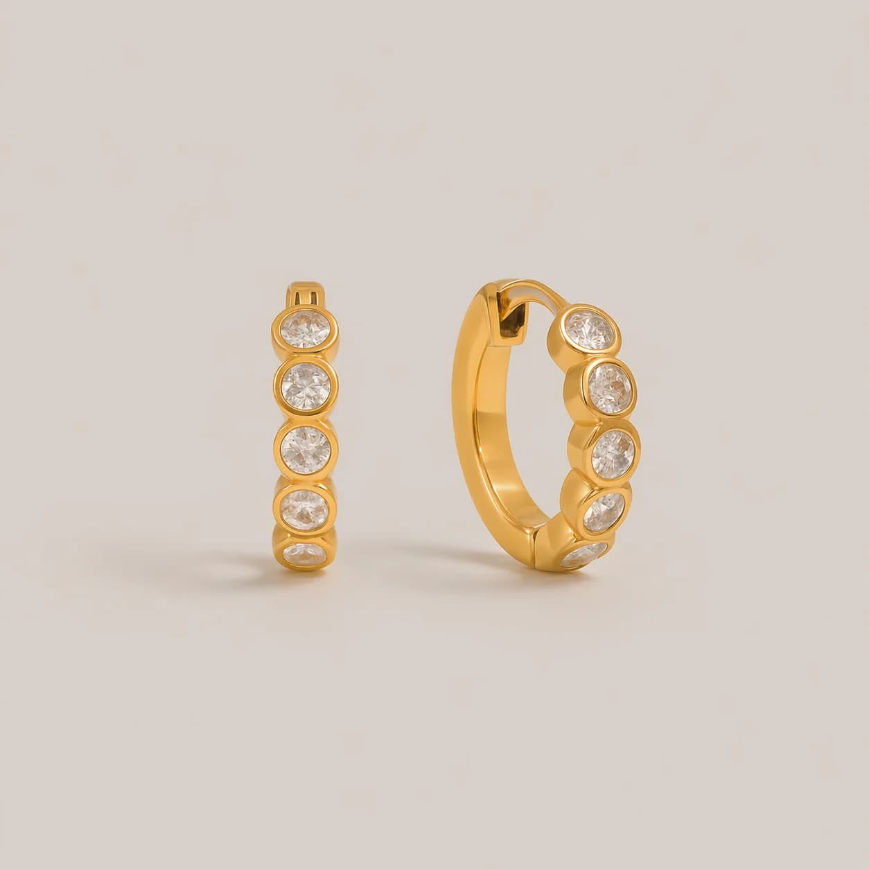 Women's Eos Zircon Studded Hoop Earrings in Gold Tone