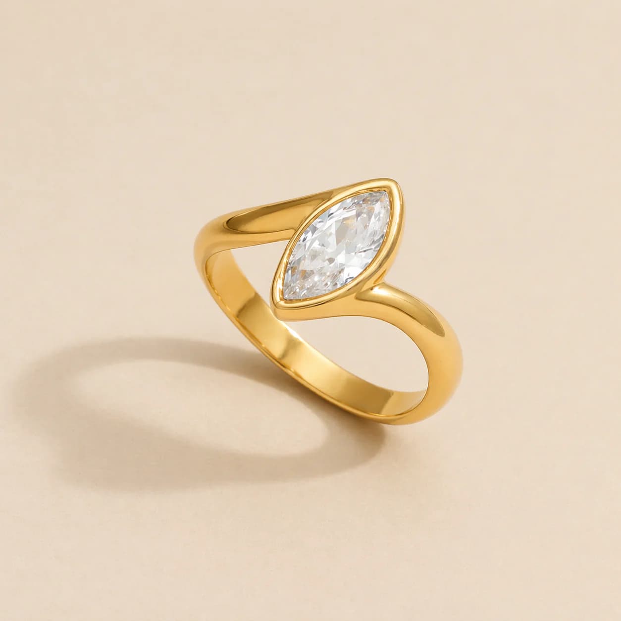 Women's Amaris Marquise Zircon Open Ring in Gold Tone
