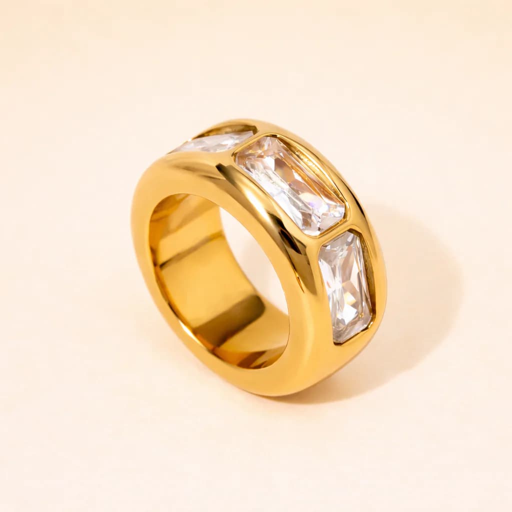 Women's Comet Bold Zircon Statement Ring in Gold Tone