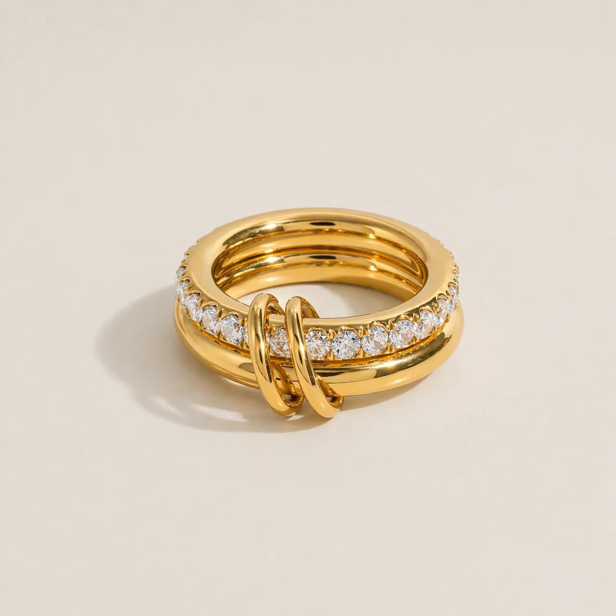 Women's Knot Layered Zircon Wrap Ring in Gold Tone