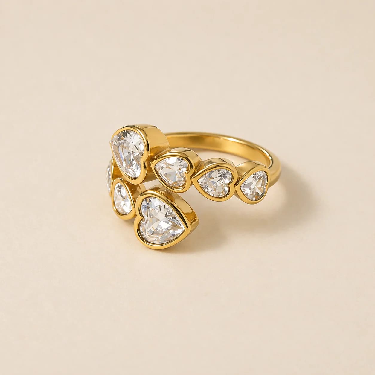 Women's Eden White Heart Zircon Open Ring in Gold Tone