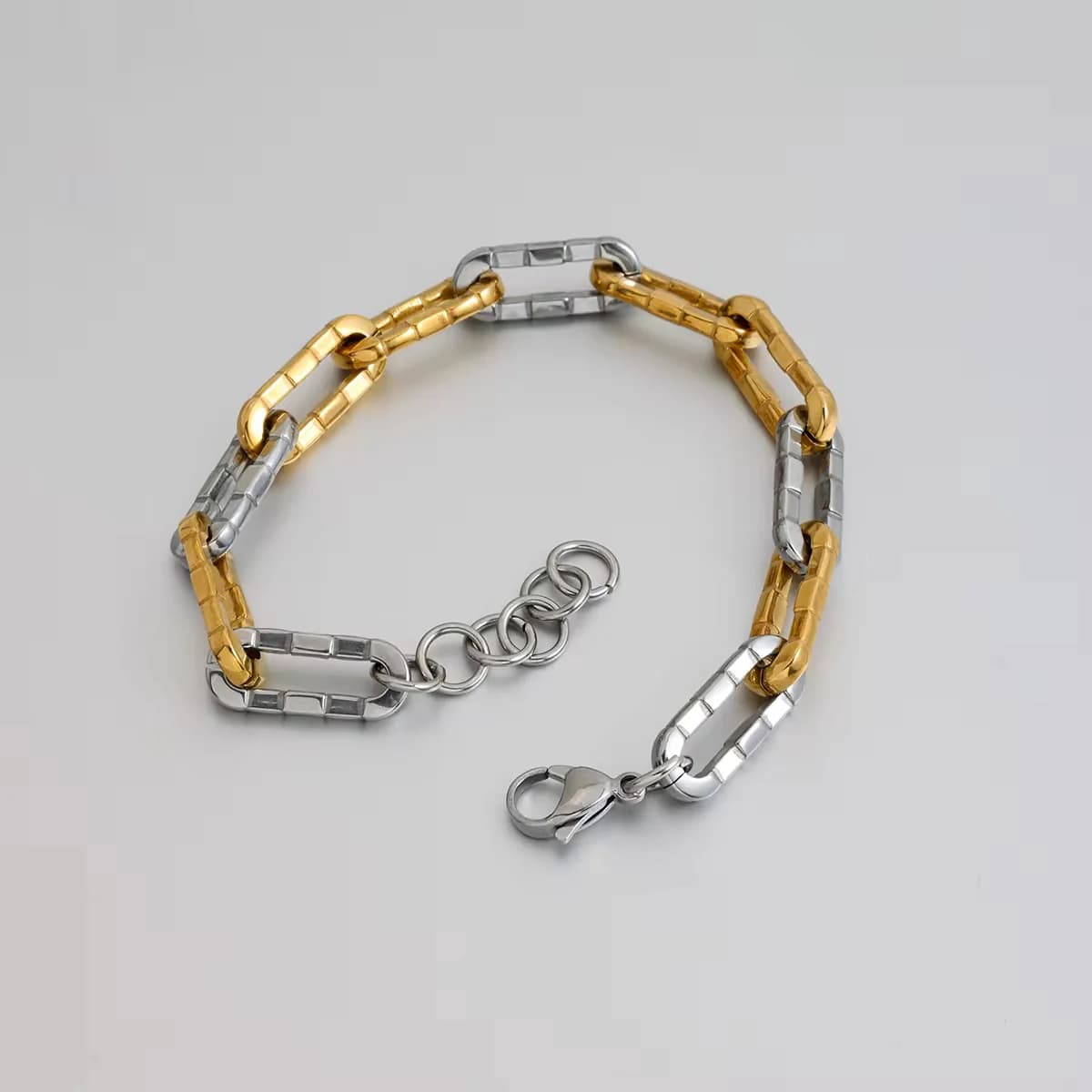 Men's Torque Chain Two-Tone Paperclip Chain Bracelet in Gold and Silver
