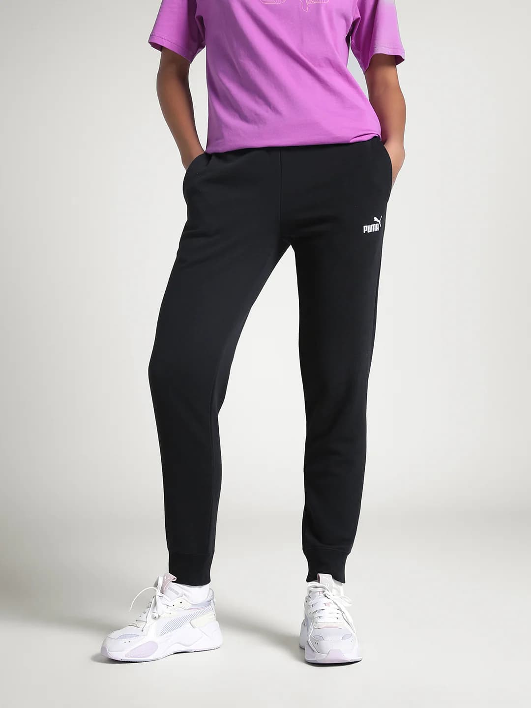 Women's Black Casual Solid Trackpant
