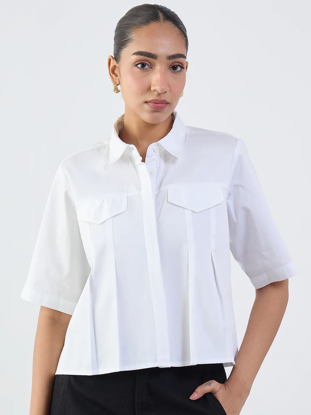 Women's White Casual Solid Regular Fit Shirt