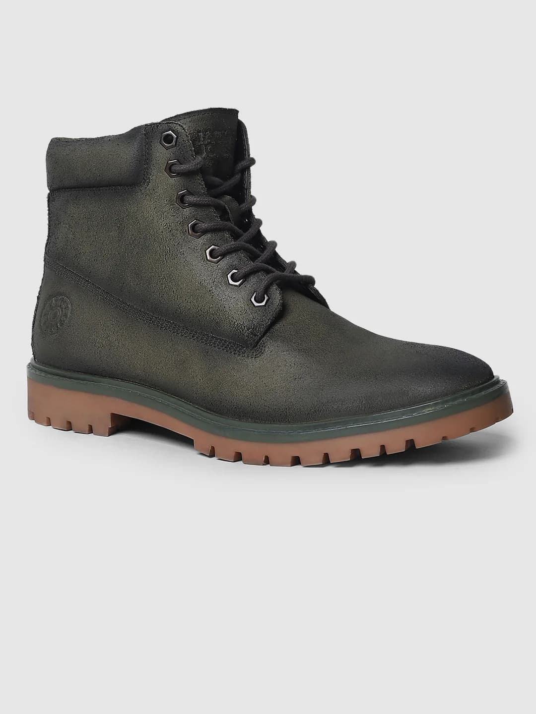 Men's Green Casual Round Toe Ankle Boots