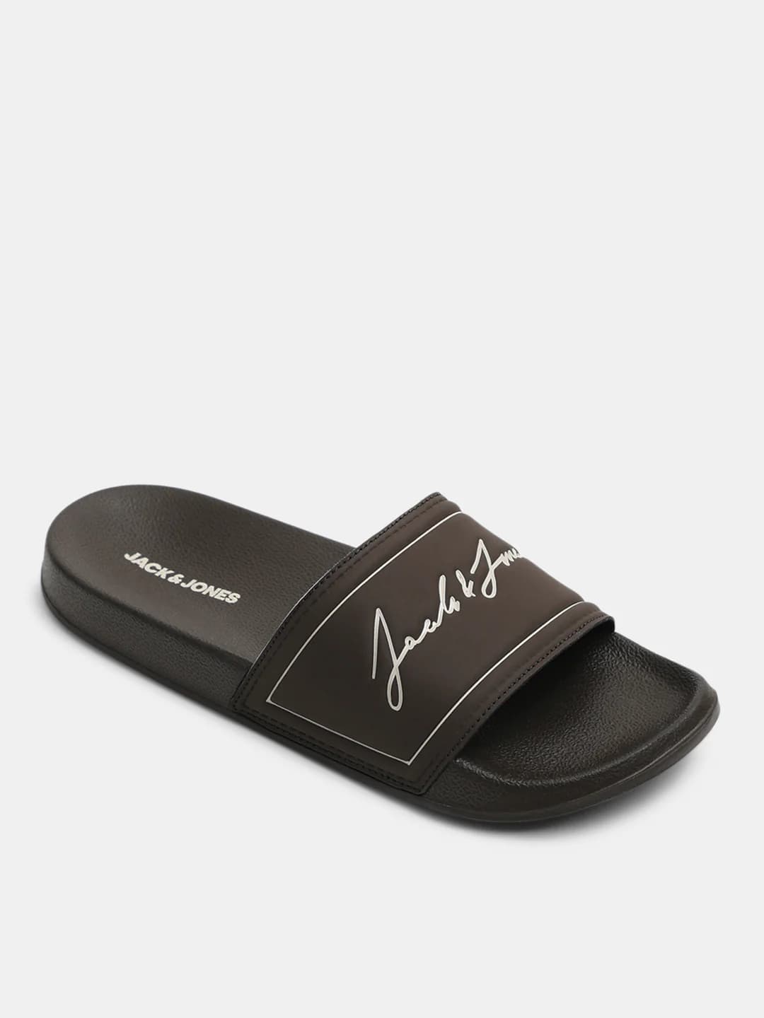Men's Brown Casual Round Toe Slides