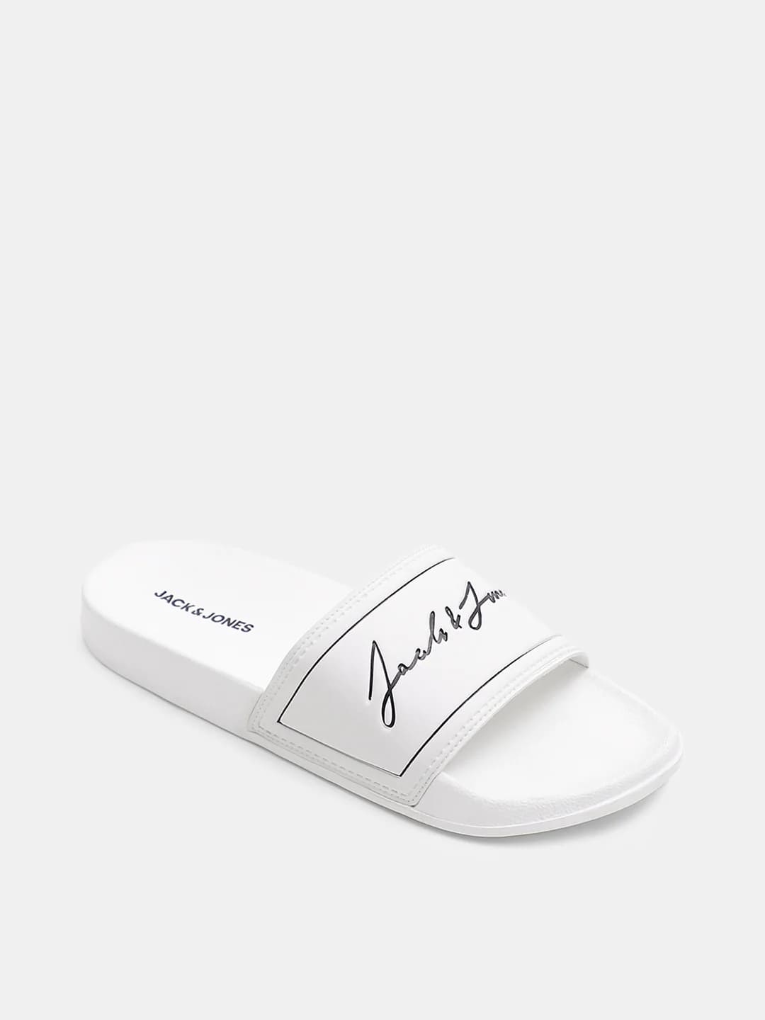Men's White Casual Round Toe Slides