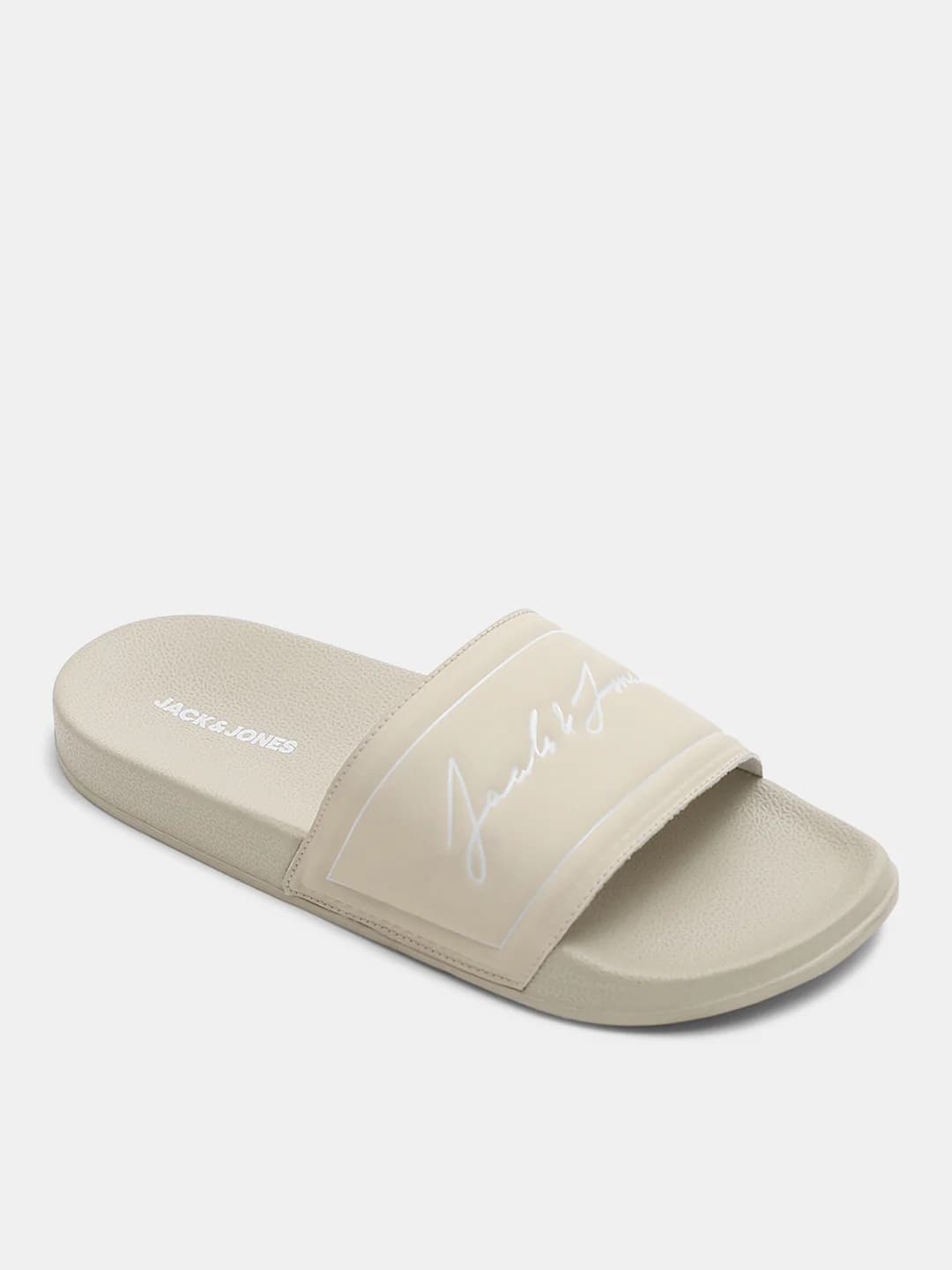Men's Beige Casual Round Toe Slides
