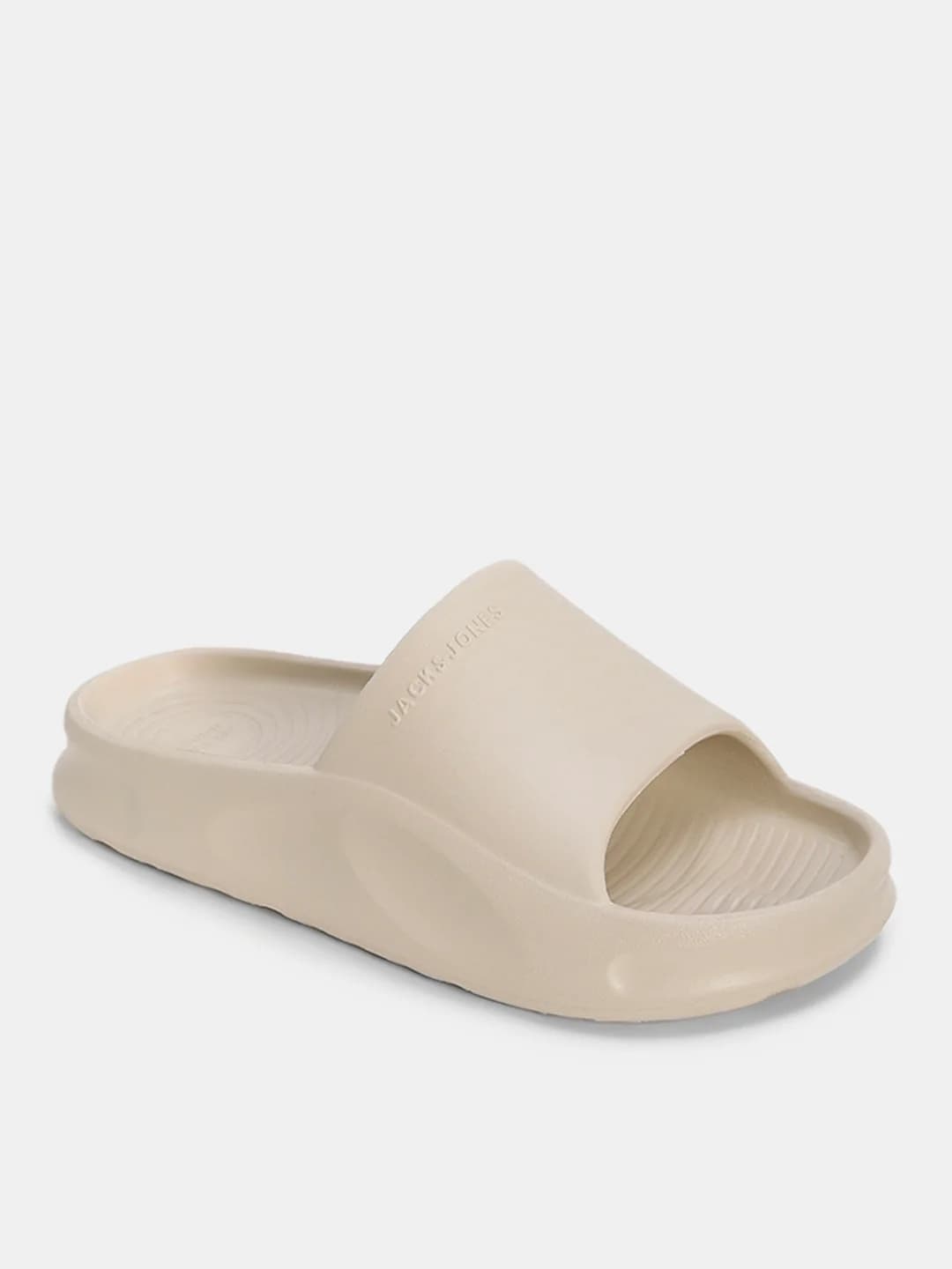 Men's Beige Casual Round Toe Slides