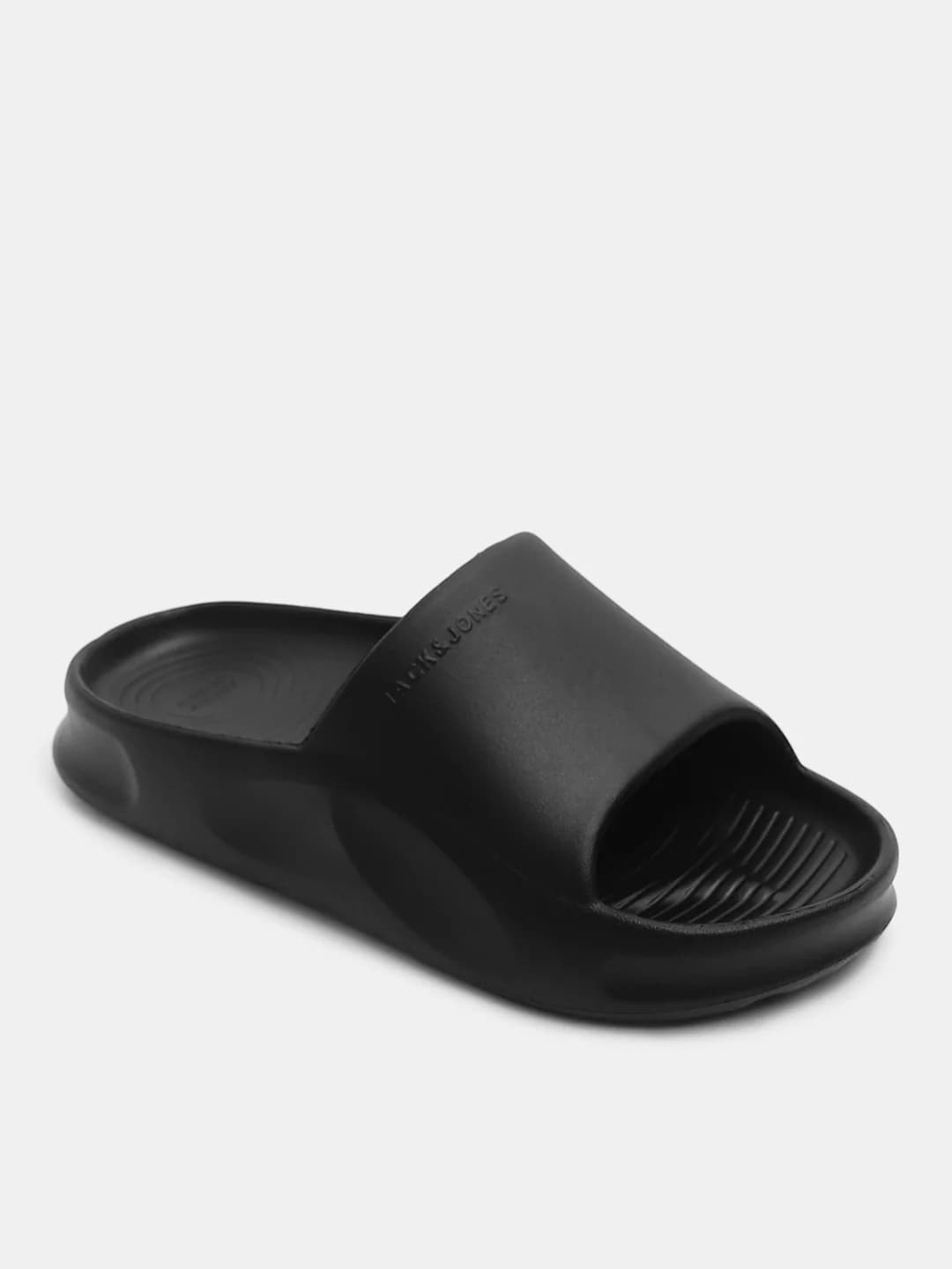 Men's Black Casual Round Toe Slides