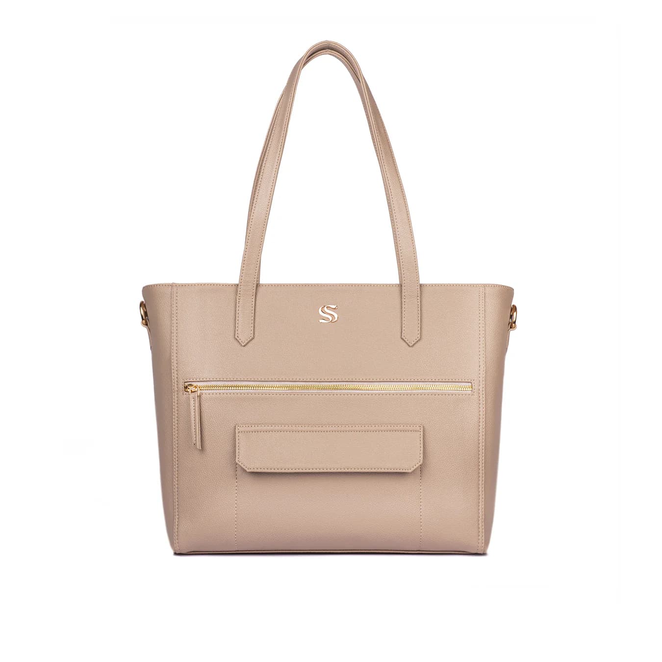 Women's Cream Textured Non-Padded Vegan Leather Finish Tote Bag