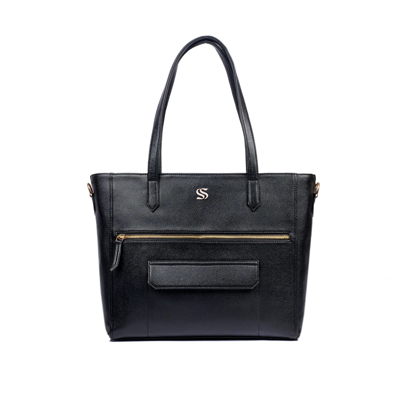 Women's Black Textured Non-Padded Vegan Leather Finish Tote Bag