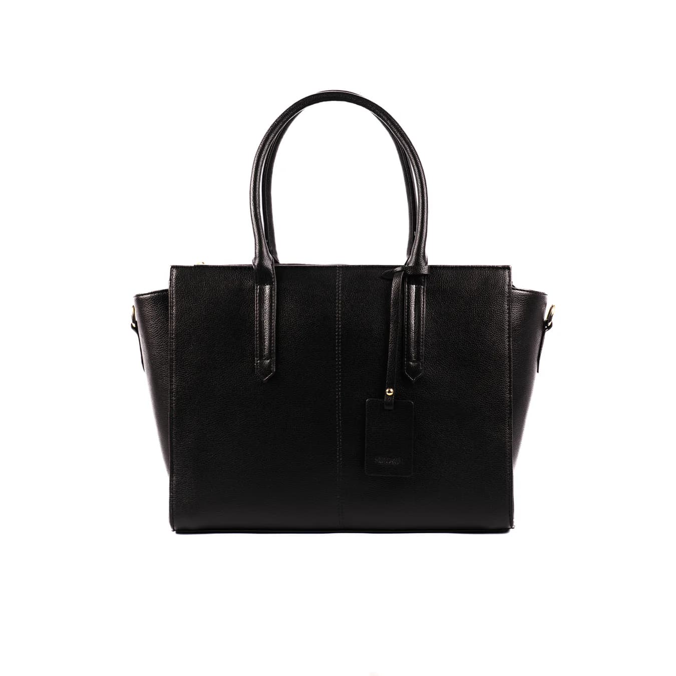 Women's Black Textured Non-Padded Vegan Leather Finish Tote Bag