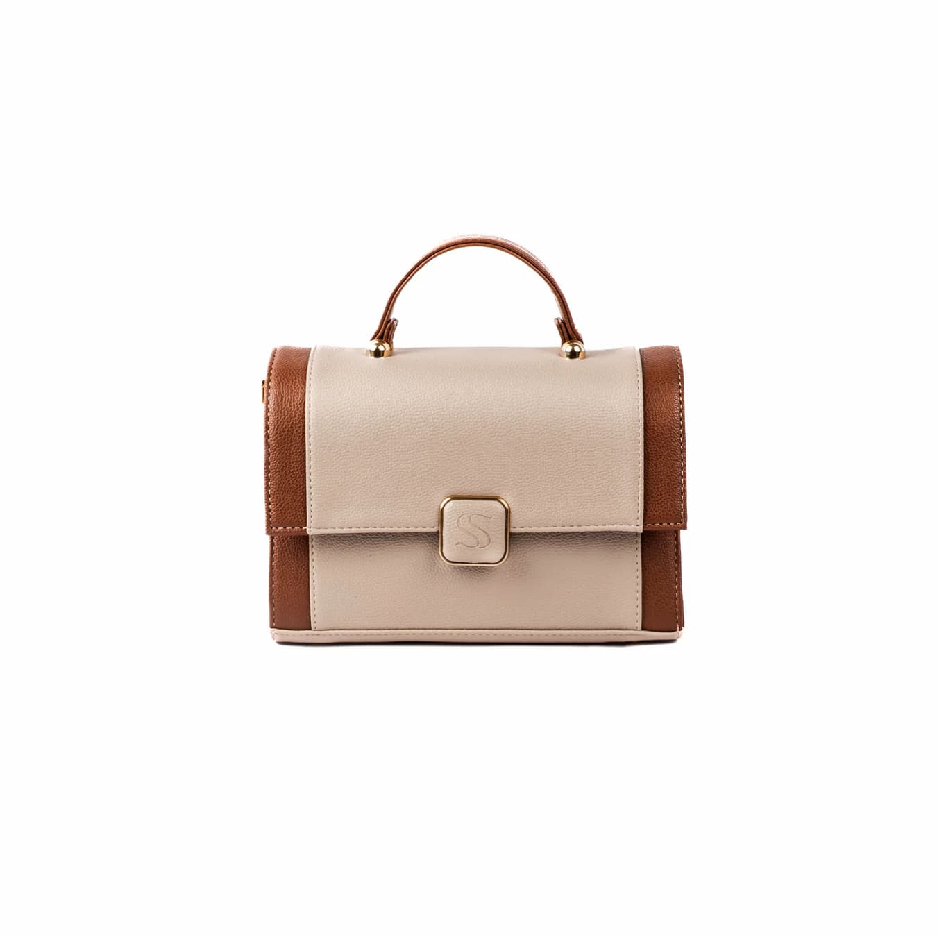 Women's Cream Colorblocked Non-Padded Vegan Leather Finish Sling Bag