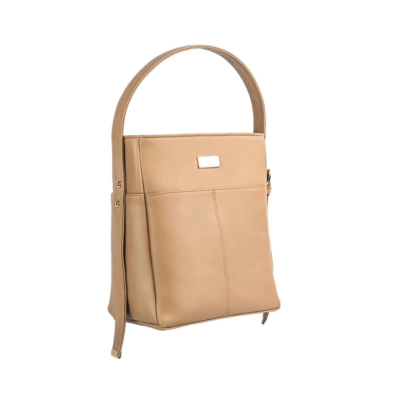 Women's Beige Solid Non-Padded Matte Bucket Bag
