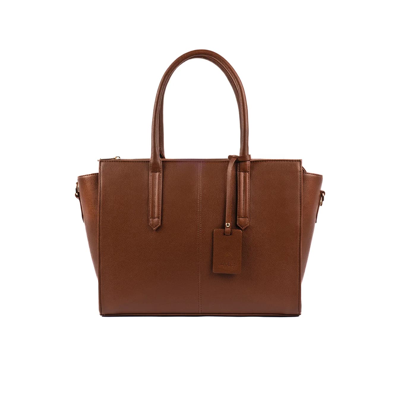 Women's Brown Textured Non-Padded Vegan Leather Finish Tote Bag