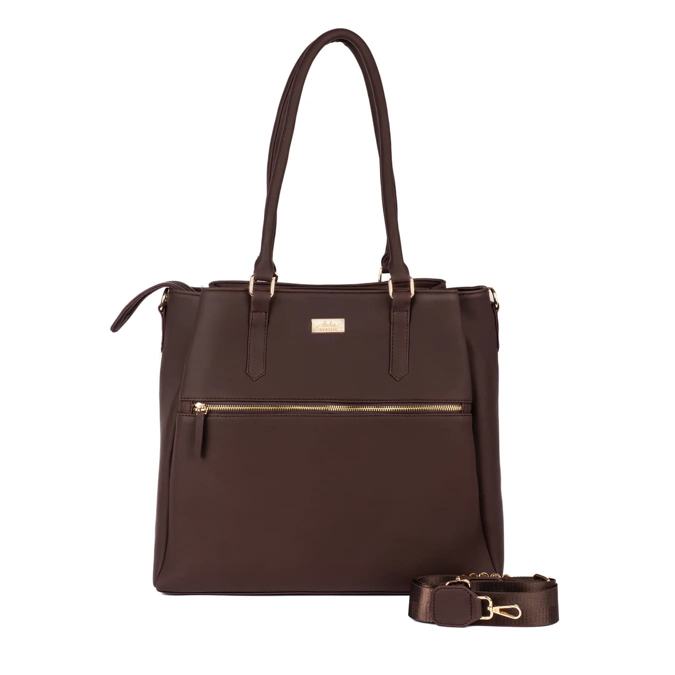 Women's Brown Solid Non-Padded Matte Tote Bag