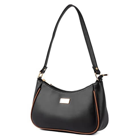 Women's Brown Solid No Vegan Leather Finish Shoulder Bag