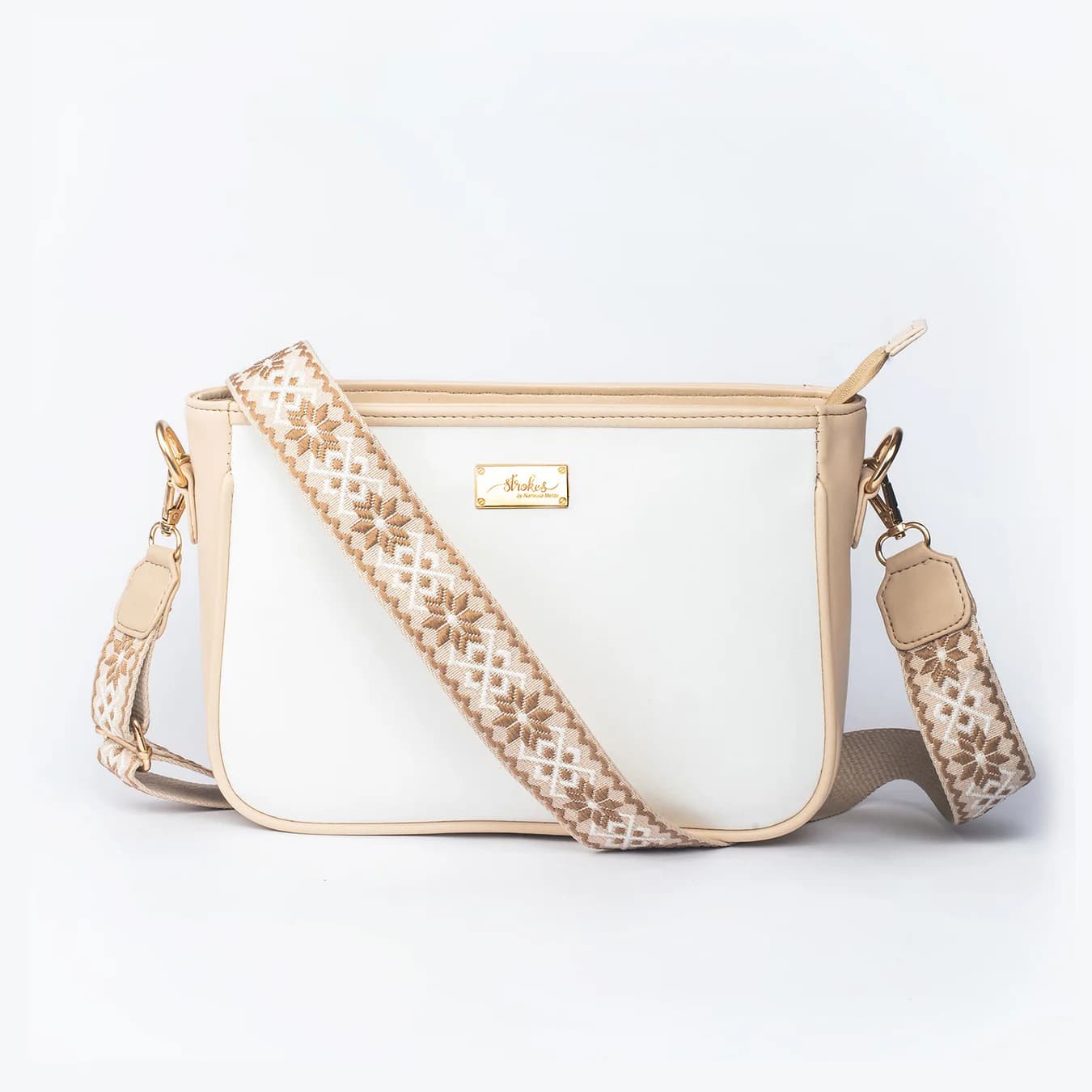 Women's White Solid No Vegan Leather Finish Sling Bag