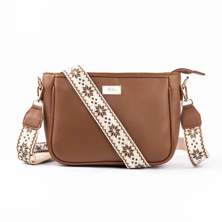 Women's Brown Solid No Vegan Leather Finish Sling Bag