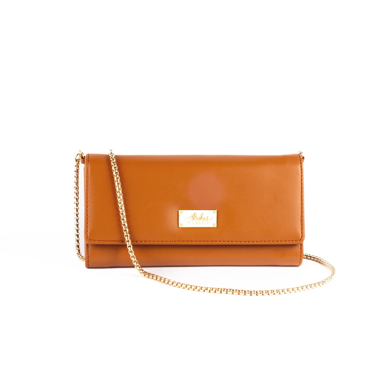 Women's Tan Solid No Vegan Leather Finish Clutch Wallet