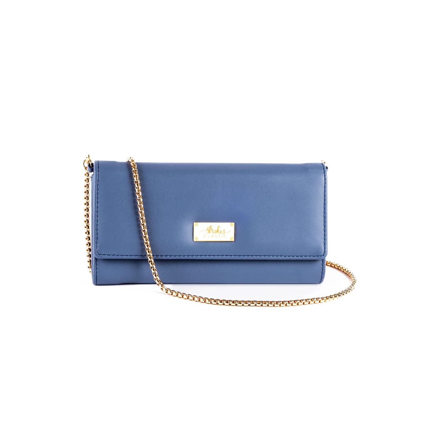 Women's Blue Solid No Vegan Leather Finish Clutch Wallet