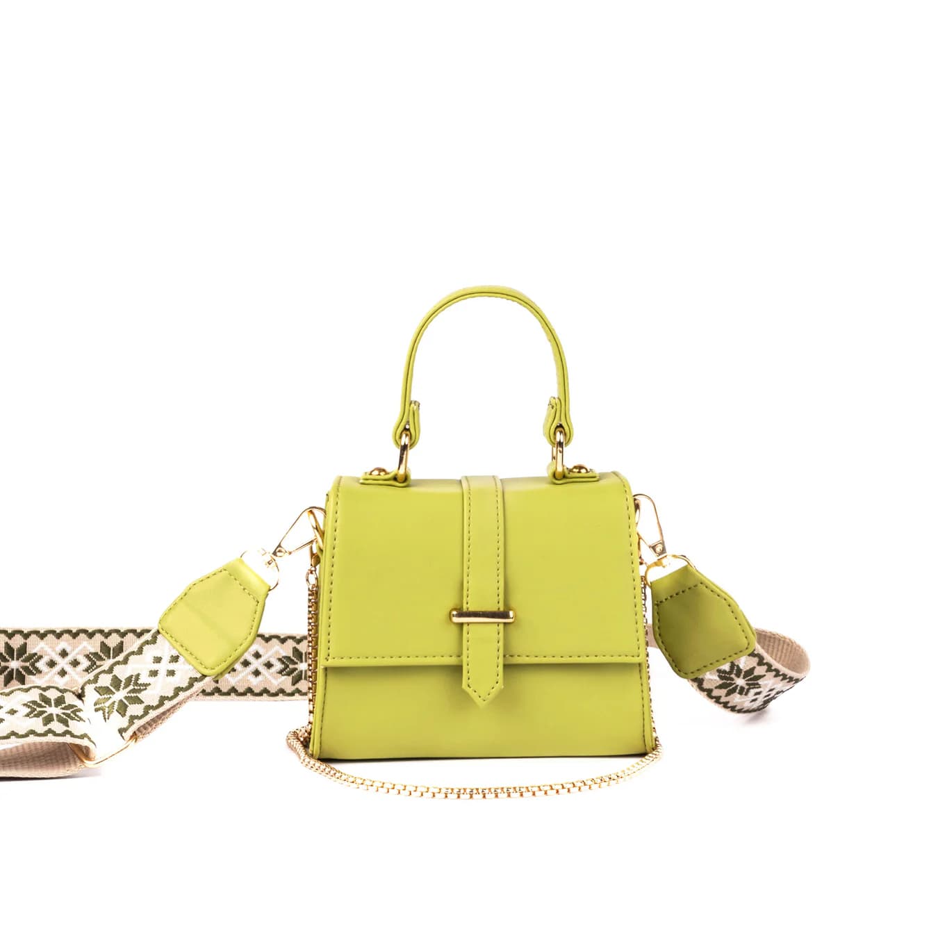 Women's Green Solid No Vegan Leather Finish Mini Bag