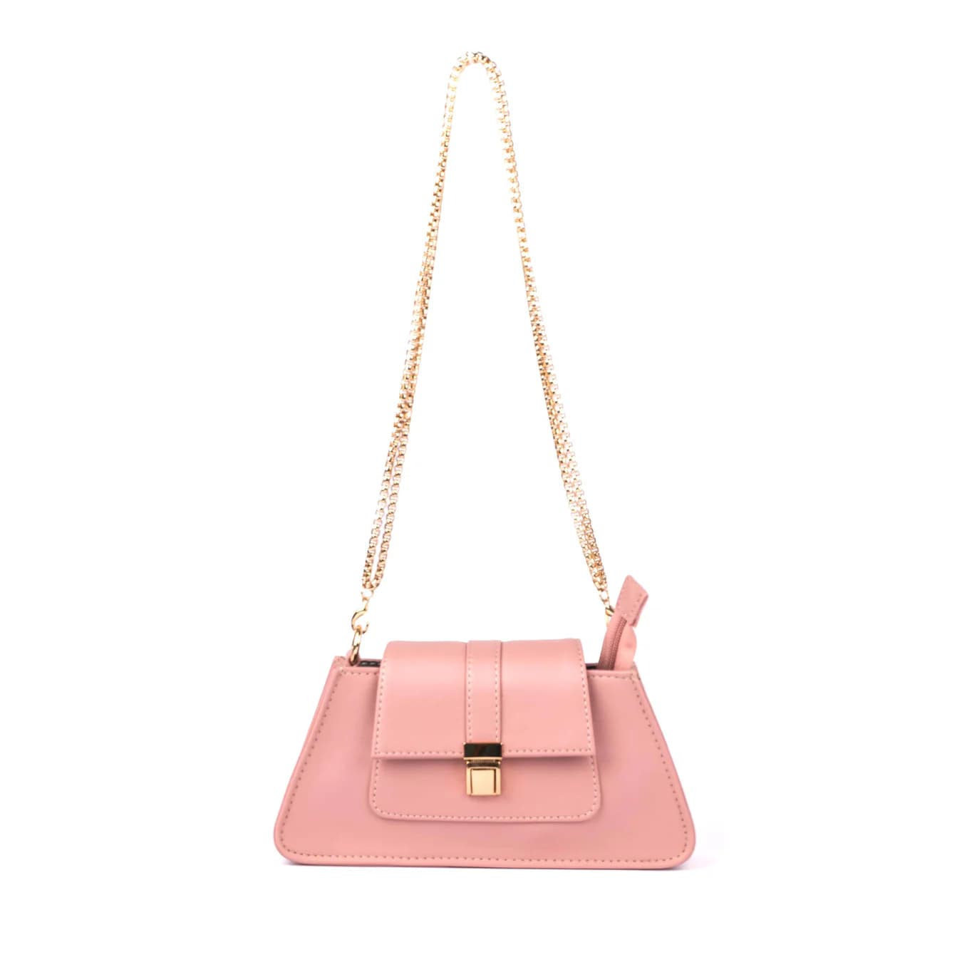 Women's Pink Solid No Vegan Leather Finish Shoulder Bag