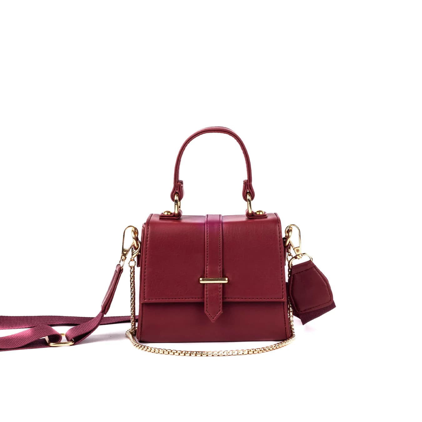 Women's Red Solid No Vegan Leather Finish Mini Bag