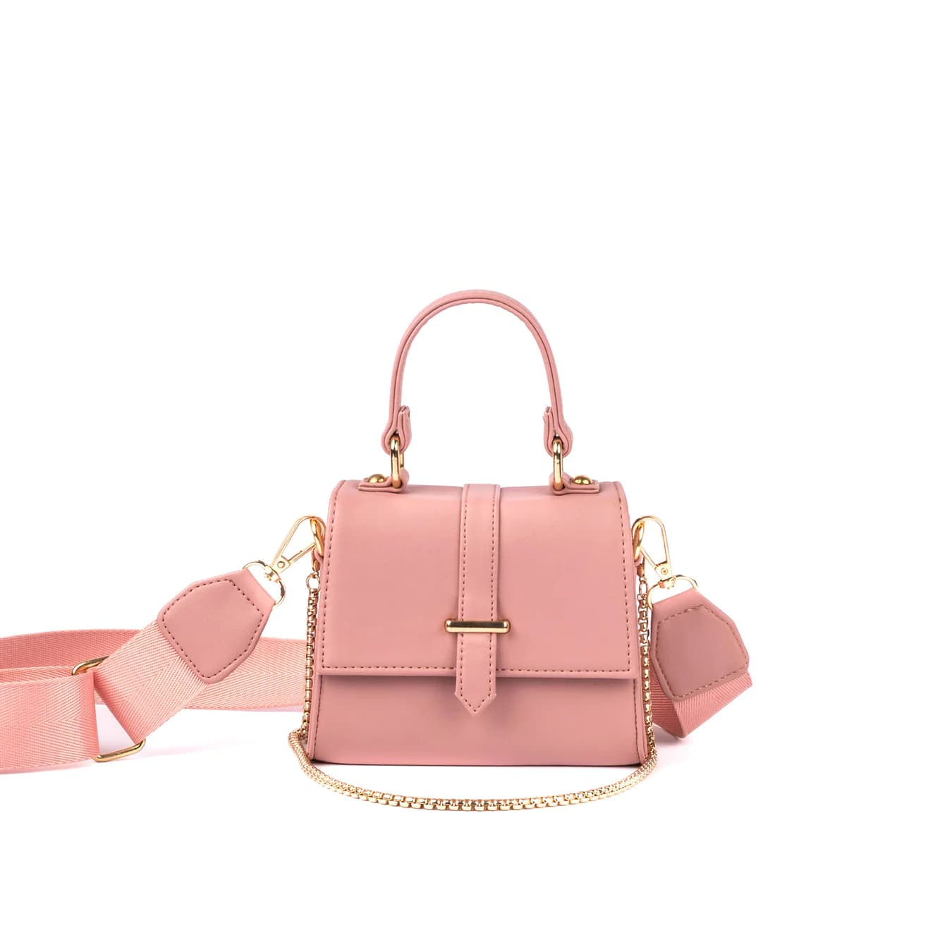Women's Pink Solid No Vegan Leather Finish Mini Bag