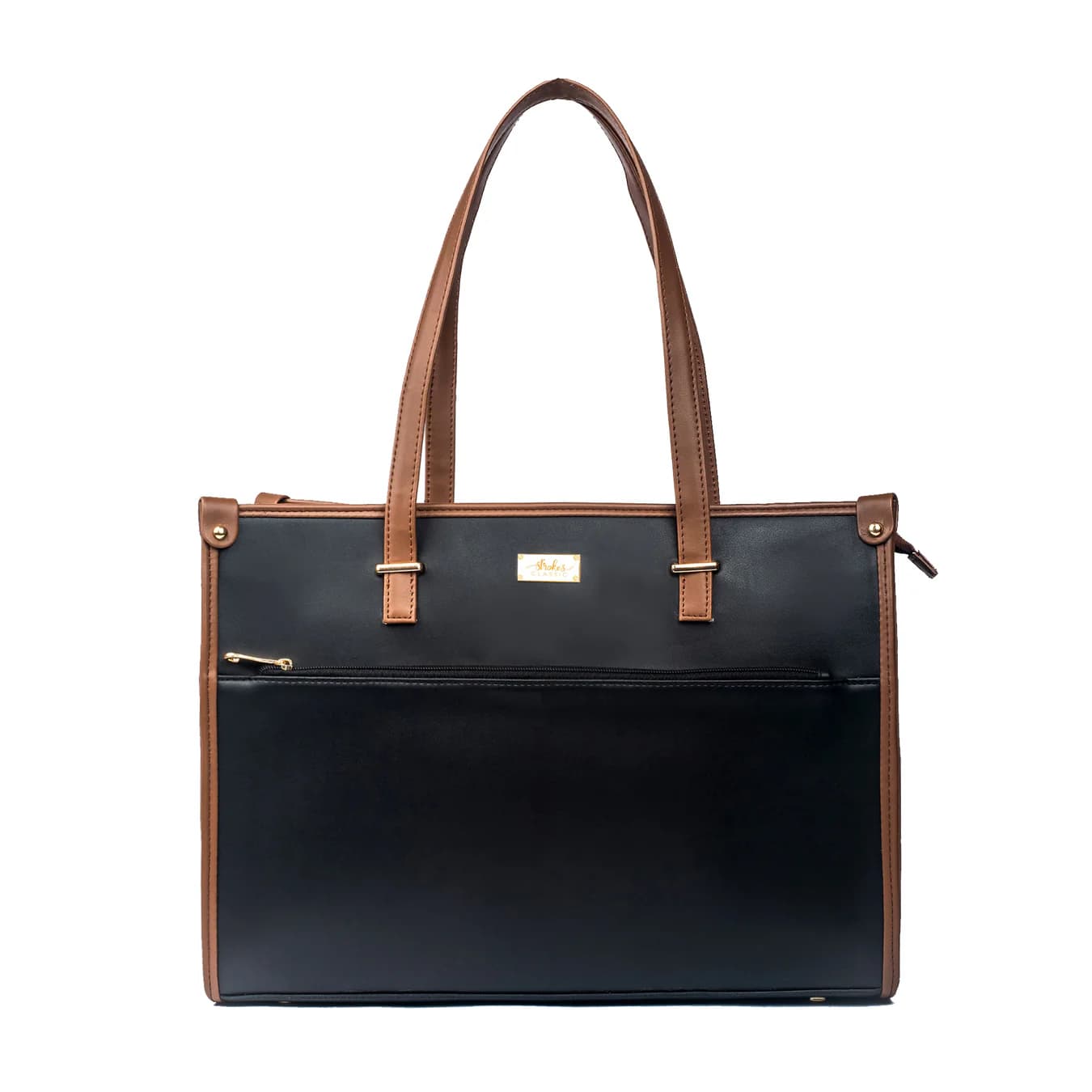 Women's Brown Solid No Vegan Leather Finish Tote Bag